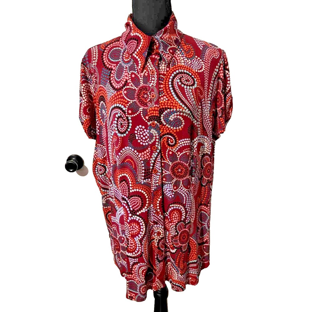 Bisou Bisou by Michelle Bohbot Top Blouse Plus Size 1X Button Down Career Work